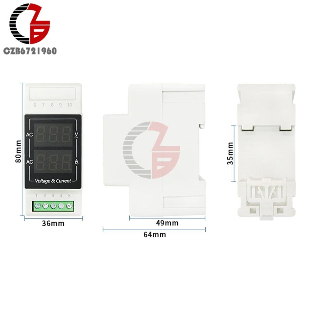 DIN LED cyfrowy AC miernik napięcia prądu AC 380V jednofazowy 220V woltomierz 10A 50A 100A 200A 500A auto Volt detekcja