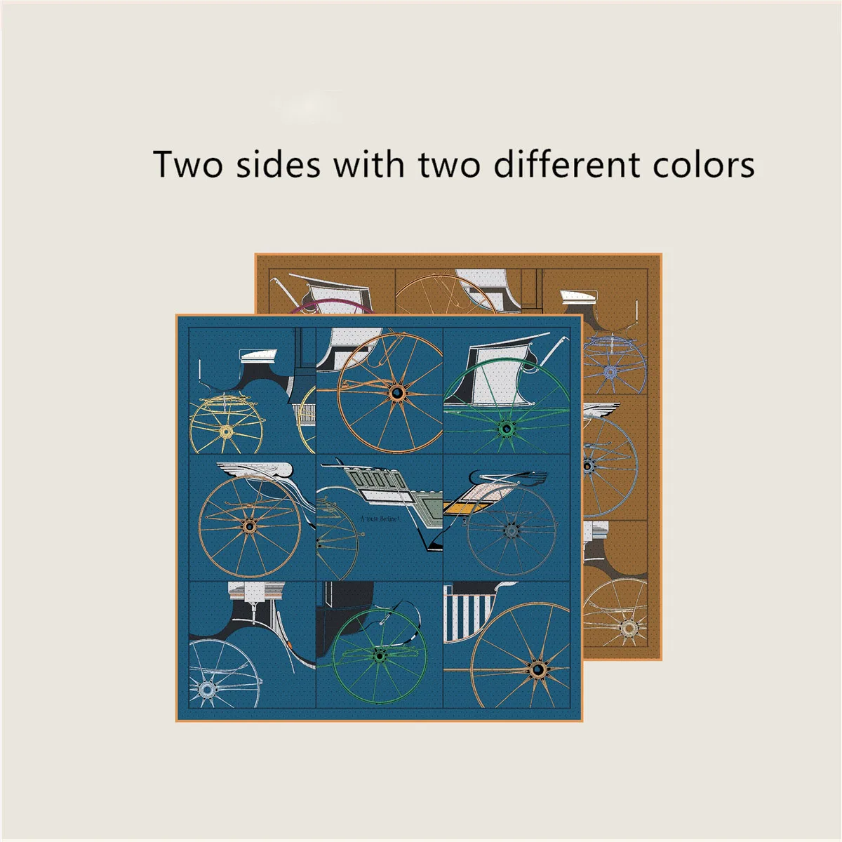 

70cm new style curled double-sided different color large square scarf carriage chain women's outdoor shawl scarf