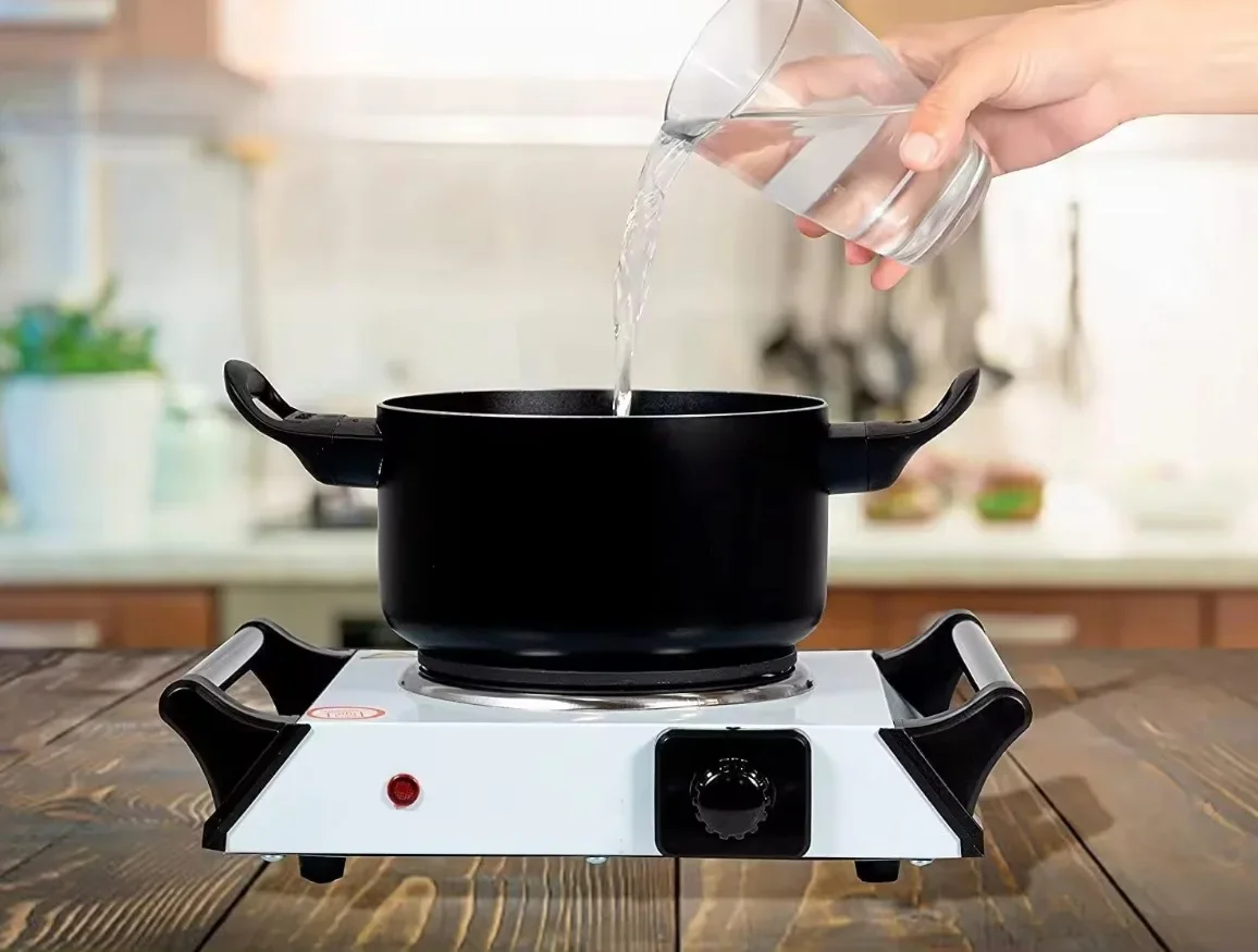 캠핑용 전기 밥솥, 1500W 1 핸들, 휴대용 버너 요리 효율 온도 조절 가능, 5 단 폐쇄