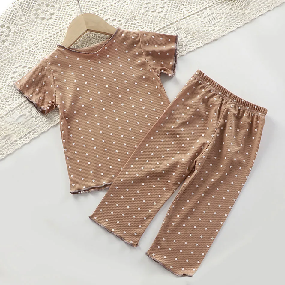 Adorable Girls Summer Short Sleeve Set Thin and Cool Material Perfect for Playtime and Air Conditioning Rooms Children Sets