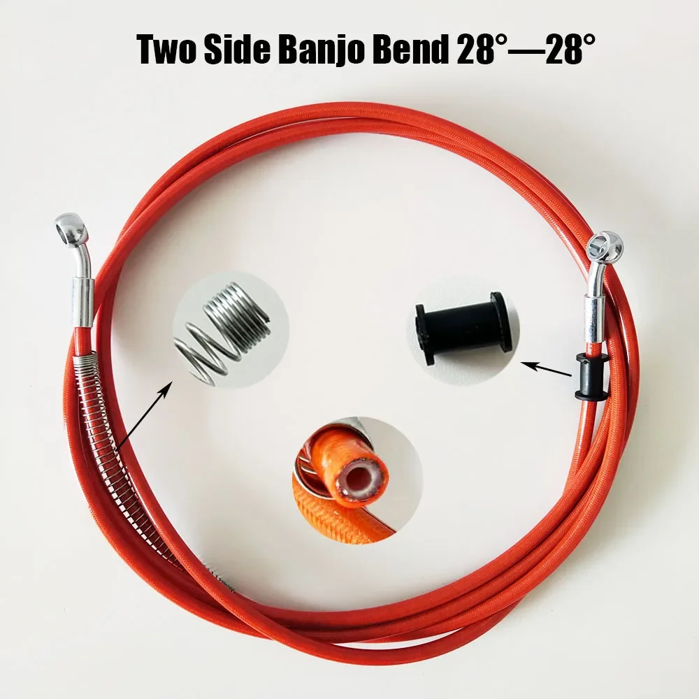 28 ° -28 °   Motocyklowy hydrauliczny hamulec sprzęgło przewód olejowy rura w oplocie ze stali nierdzewnej linia M8x1,25mm lub M10X1,2mm Banjo — zdjęcie 3