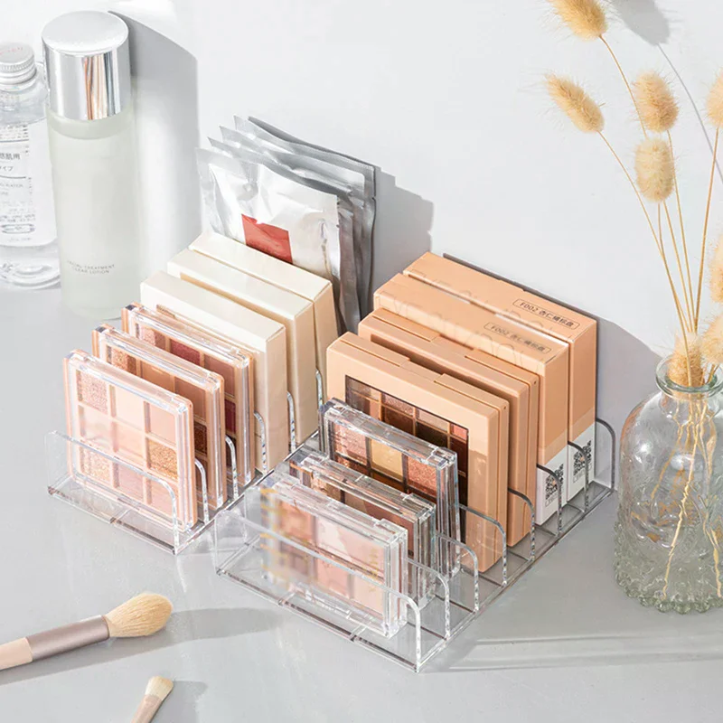 7-compartment Makeup Organizer Desktop Multi-cell Display Box Blush Cosmetics Shelf Plastic Eye Shadow Tray Storage