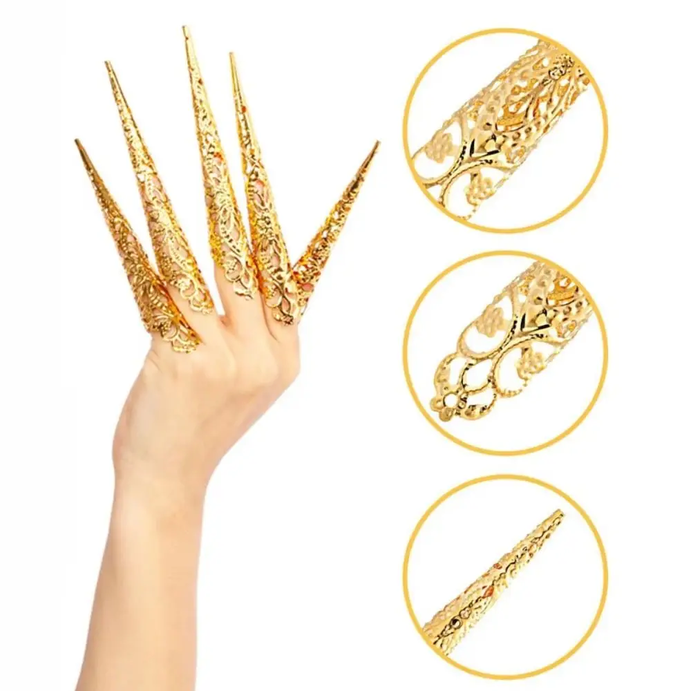 10 Stück verstellbarer Fingerring mit hohlem Design im antiken Stil, Fingernagelring im Vintage-Stil, Knöchelring für lange Nägel – Detail 9