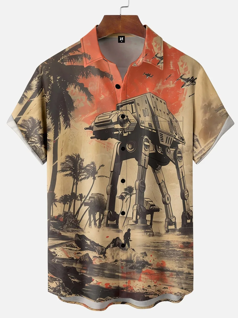 Hawaiian New Men's Short Sleeve Shirt Future Technology Printed Men's Fashion Lapel Top Large Size Casual Men's Shirt S-5XL