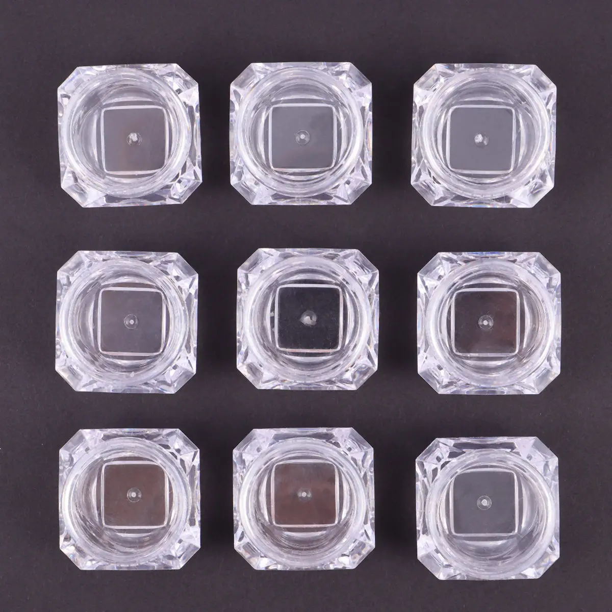 20Pcs Containers Refillable Transparent Diamond Shape Jars for DIY Loose Powder Glitter Eye Shadow Cream Storage