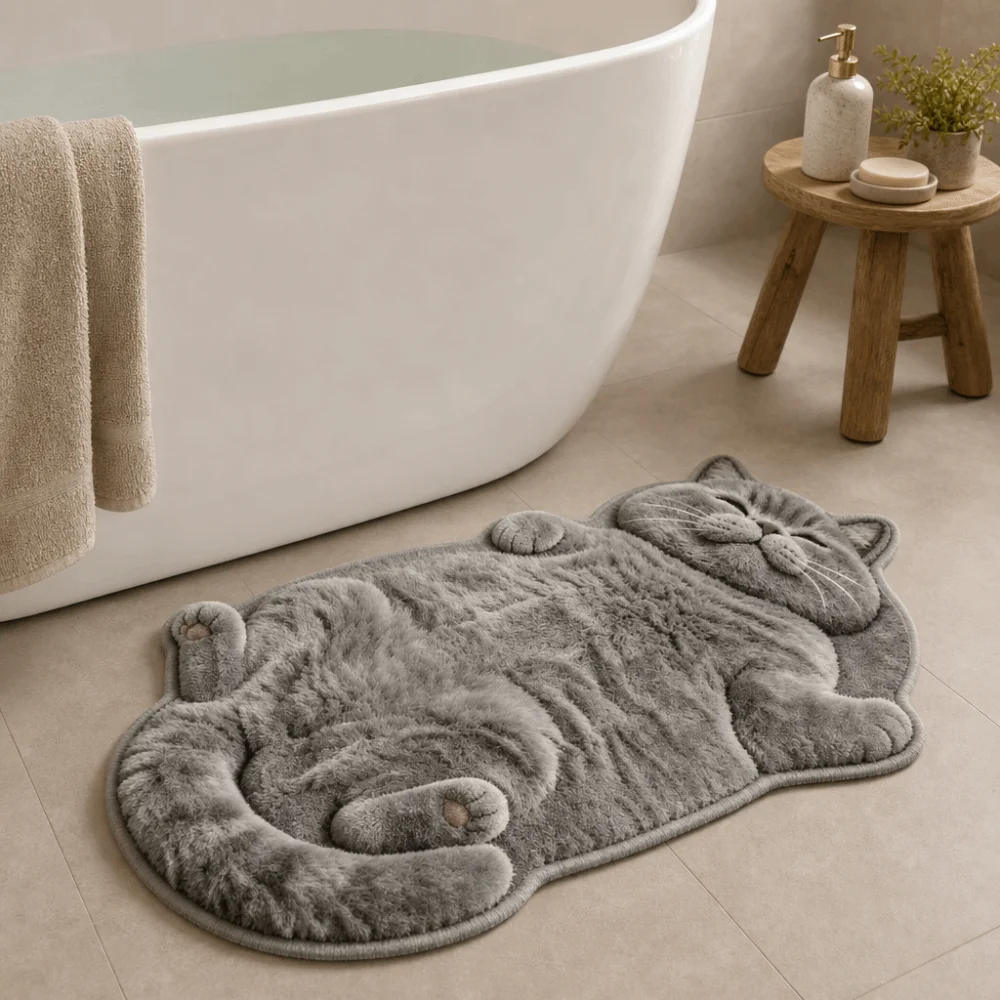 Soft Non-Slip Cat-Shaped Area Rug Anti-fouling Easy to Clean Home Decor Carpet Cartoon Carpet Bedrooms
