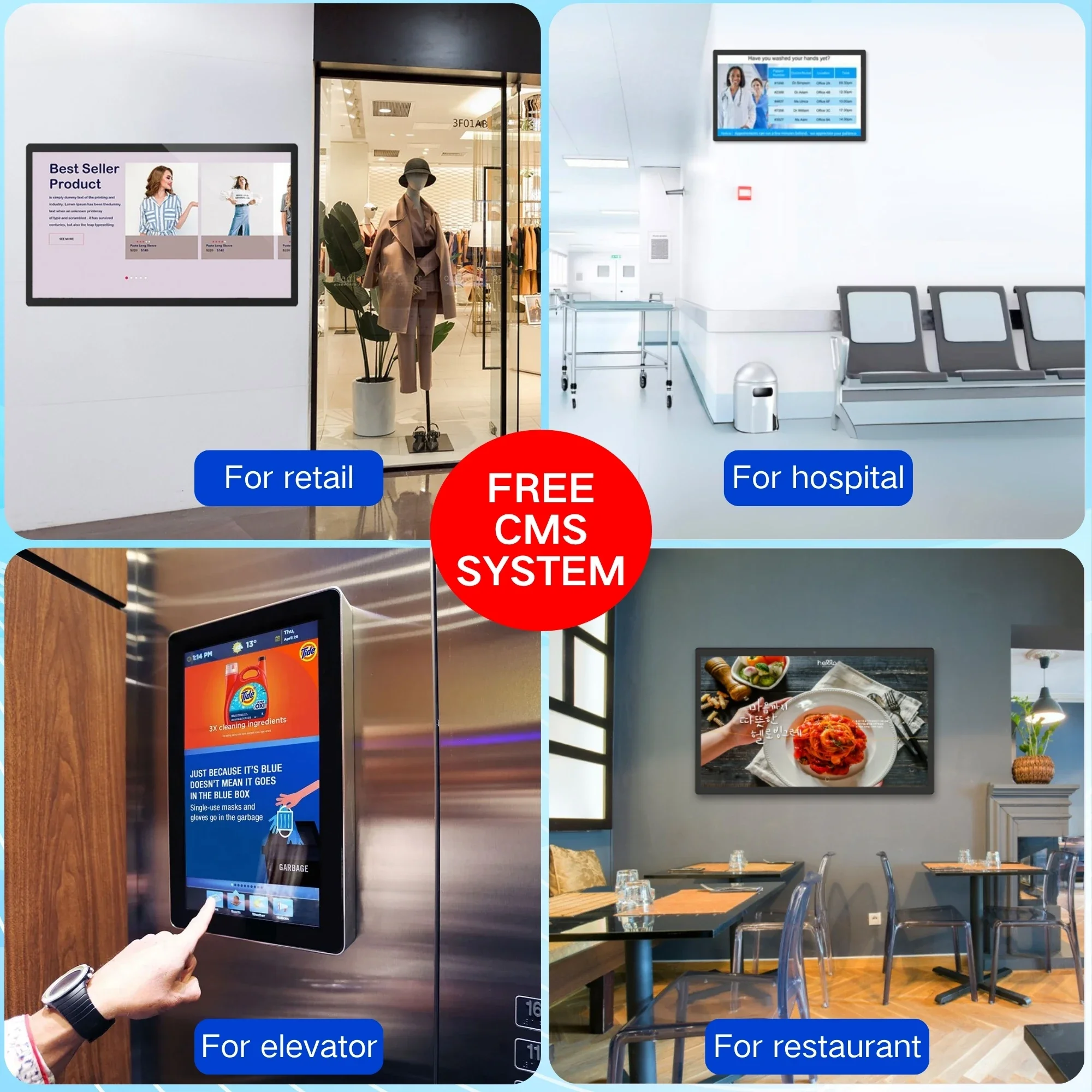 WF2138T 21.5 Inch Ultra-slim Wall-mounted LCD Display Touch Screen Rk3568 Android 11 Tablet PC For Shopping Mall Digital Signage