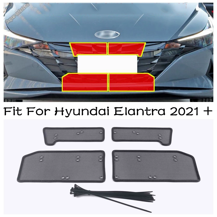 

Car Front Grille Middle Insect Insert Screening Mesh Net Dust Exterior Refit Kit Accessories Fit For Hyundai Elantra 2021 - 2023