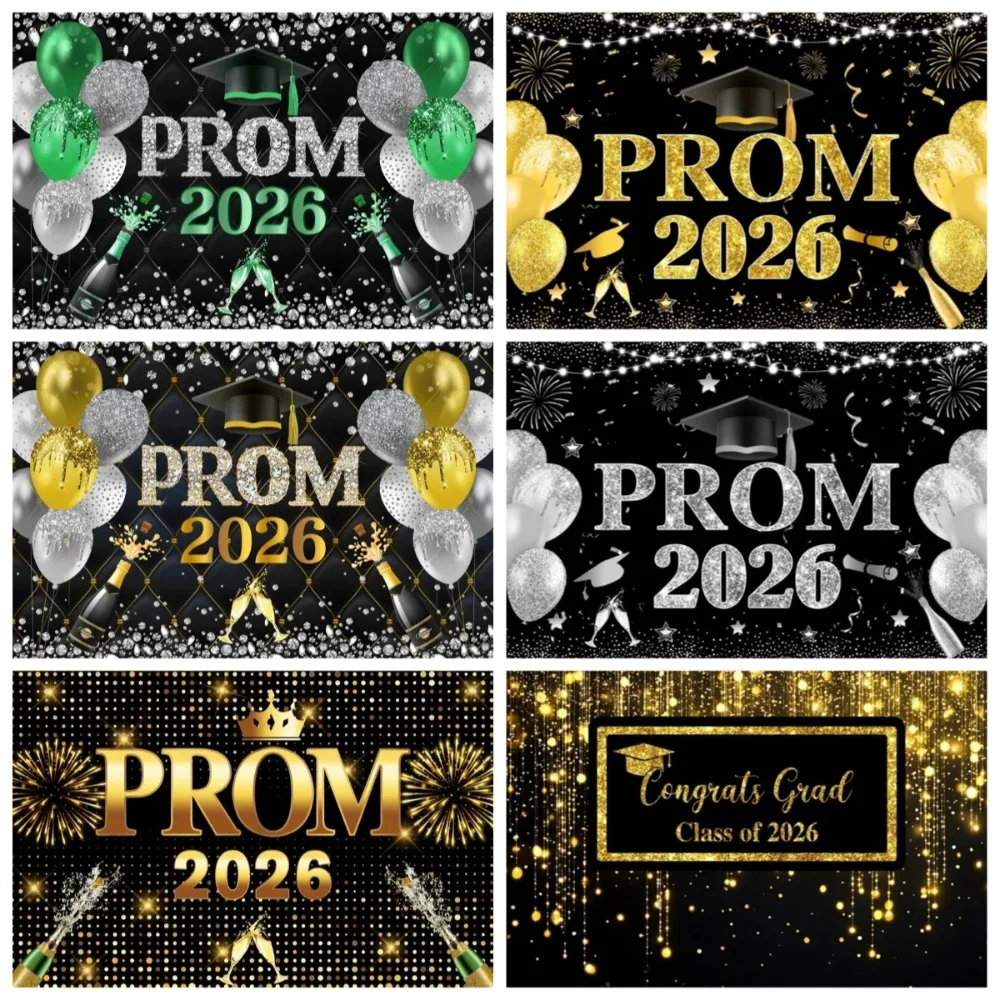 

2026 Graduation Party Sparkling Balloon Theme Background Cloth, Celebrating Classmates Gathering Decoration Photography Backdrop