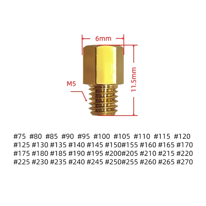 10pcs Carburetor Hex Type M5 Main Jets Kit for Mikuni VM TM TMX Carburetor 250 260 270 280 290 75#-270# Injector Nozzle