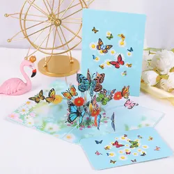 1pcs 3D Butterfly Pop Up Card, Valentine's Day, Mother, Anniversary, Wedding Invitation Greeting, Birthday Gift, Thank You