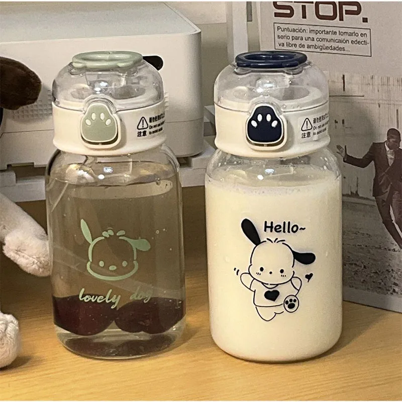 500ML Sanrio My Melody Hello Kitty Water Bottle Transparent Straw Water Bottle Diy Anime Kuromi Cinnamoroll Plastic Cup Gift