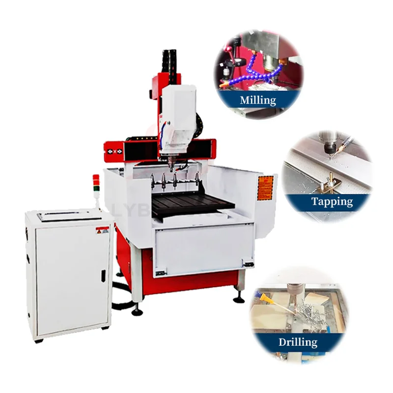 LY 4040 6060 CNC Engraving Milling Machine Automatic Precision Flat Engraver Round Auto Tool Changer All-in-one Drilling Tapping