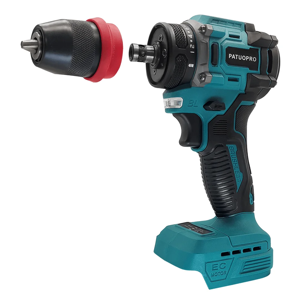 PATUOPRO 2 In 1 10MM Cordless Electric Drill 24 Torque Setting Screwdriver Home DIY Power Tool For Makita 18V Battery