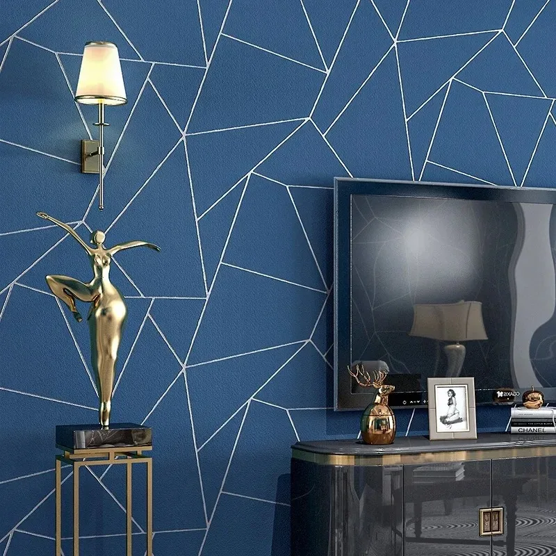 3D Geometric Wallpaper for Home Decoration Living Room Grey Triangle Wallpaper Modern Minimalist Bedroom Living Room Wallpaper