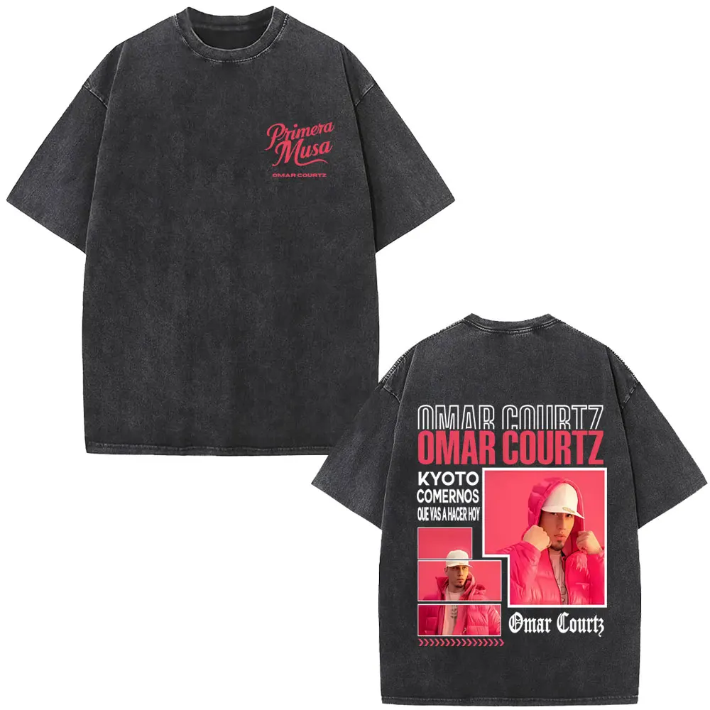 

Washed Vintage Rapper Omar Courtz Primera Musa Graphic Print T-shirt Men Women Hip Hop Fashion Oversized T Shirts Man Streetwear