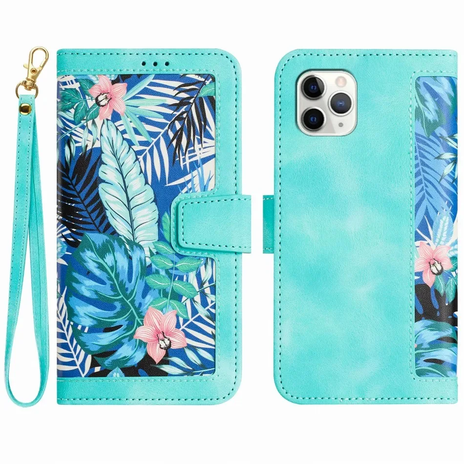 Malerei Kunst Blume Leder Telefon Brieftasche Fall Buch Für Samsung Galaxy S25 S24 S23 S22 S21 S20 FE A06 A16 A26 A36 A56 Flip-Cover – Detail 11
