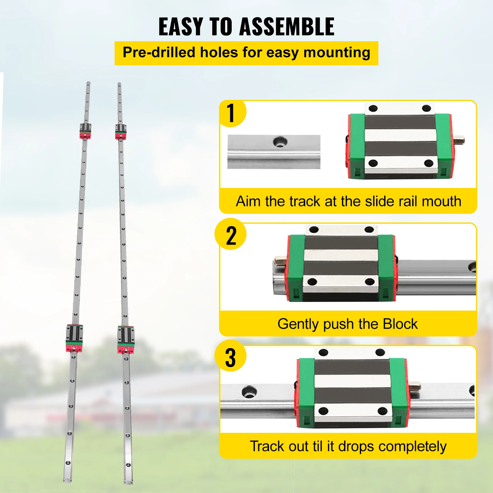 SucceBuy HSR15-1500mm 2 قطعة السكك الحديدية الخطية 4X مربع نوع النقل تحمل كتل ، دعم السكك الحديدية لمحامل مشقوقة 15 مللي متر