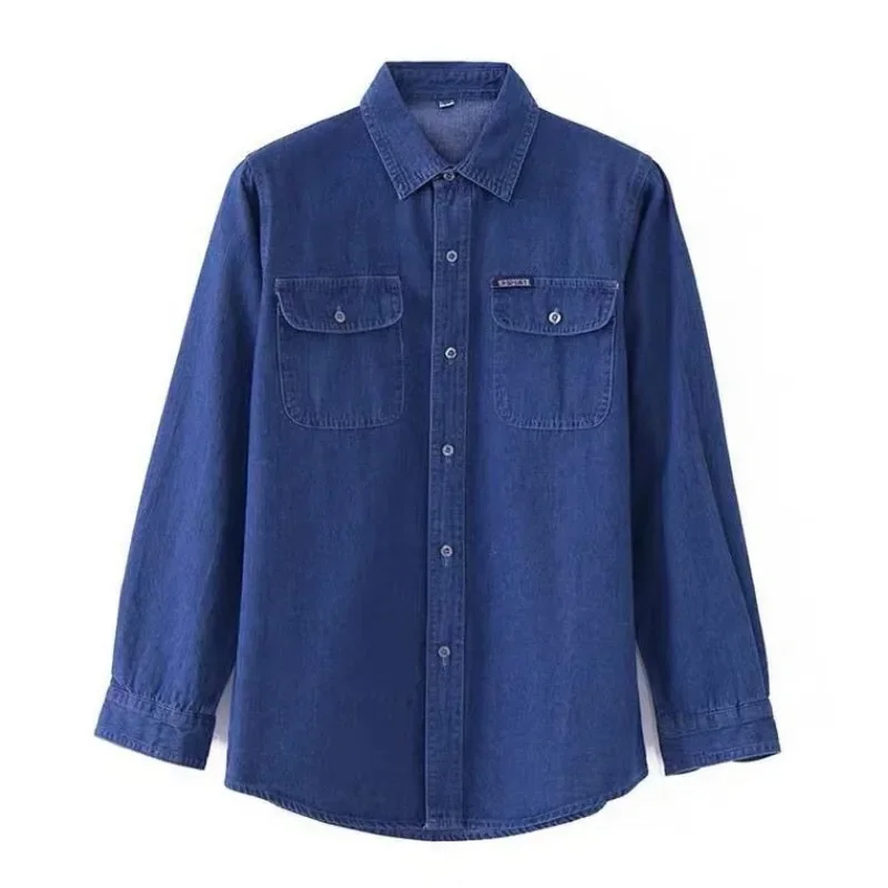 Denim Jackets Man Light Shirt Jeans Coat for Men Button Wide Sleeves High Quality Low Cost Size L Y2k Trendy Korea Casual Big G