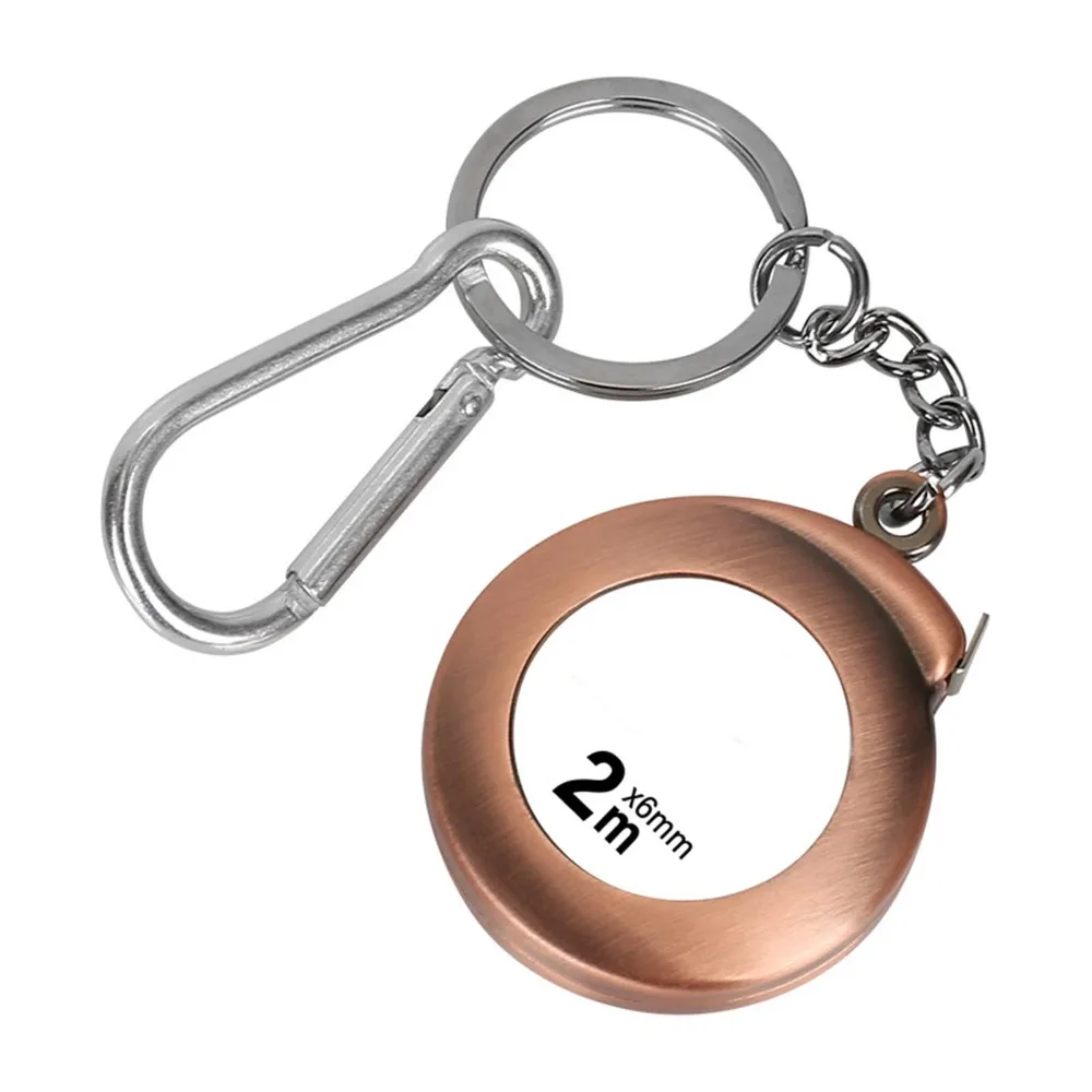 2pcs 2m Length Mini Tape Measure Clear Scale Portable Design Retractable Tape Measure 6mm Width With Carabiner