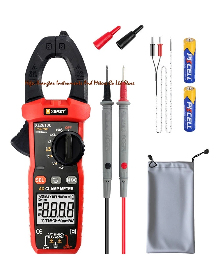 

Цифровой токоизмерительный клещевой мультиметр XEAST XE-2610C True RMS, измерение переменного/постоянного тока, пускового тока, NCV, температуры, емкости, с поддержкой OEM-кастомизации и функцией проверки целостности цепи