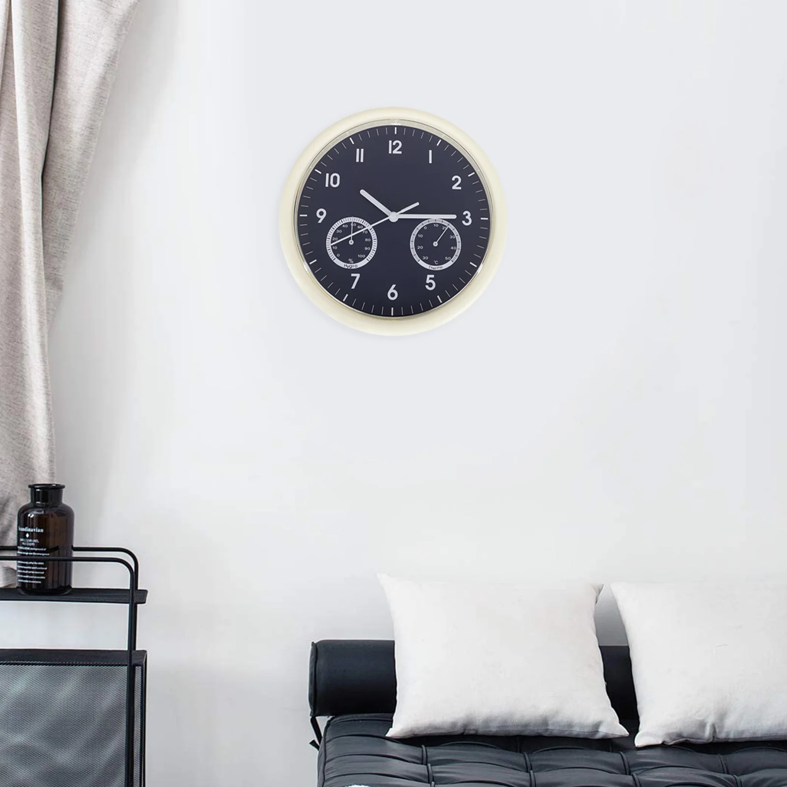 

Sturdy Lightweight Silent Round Wall Thermometer Hygrometer Modern Decorative Home Wall Clock Operated Hanging