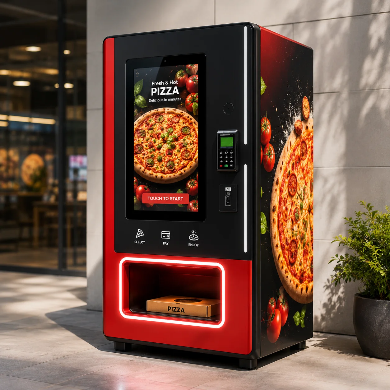 Intelligent Commercial Pizza Machine for Pizzas Up to 10 Inch or 12 Inch Fully Automatic Self Service Food Vending
