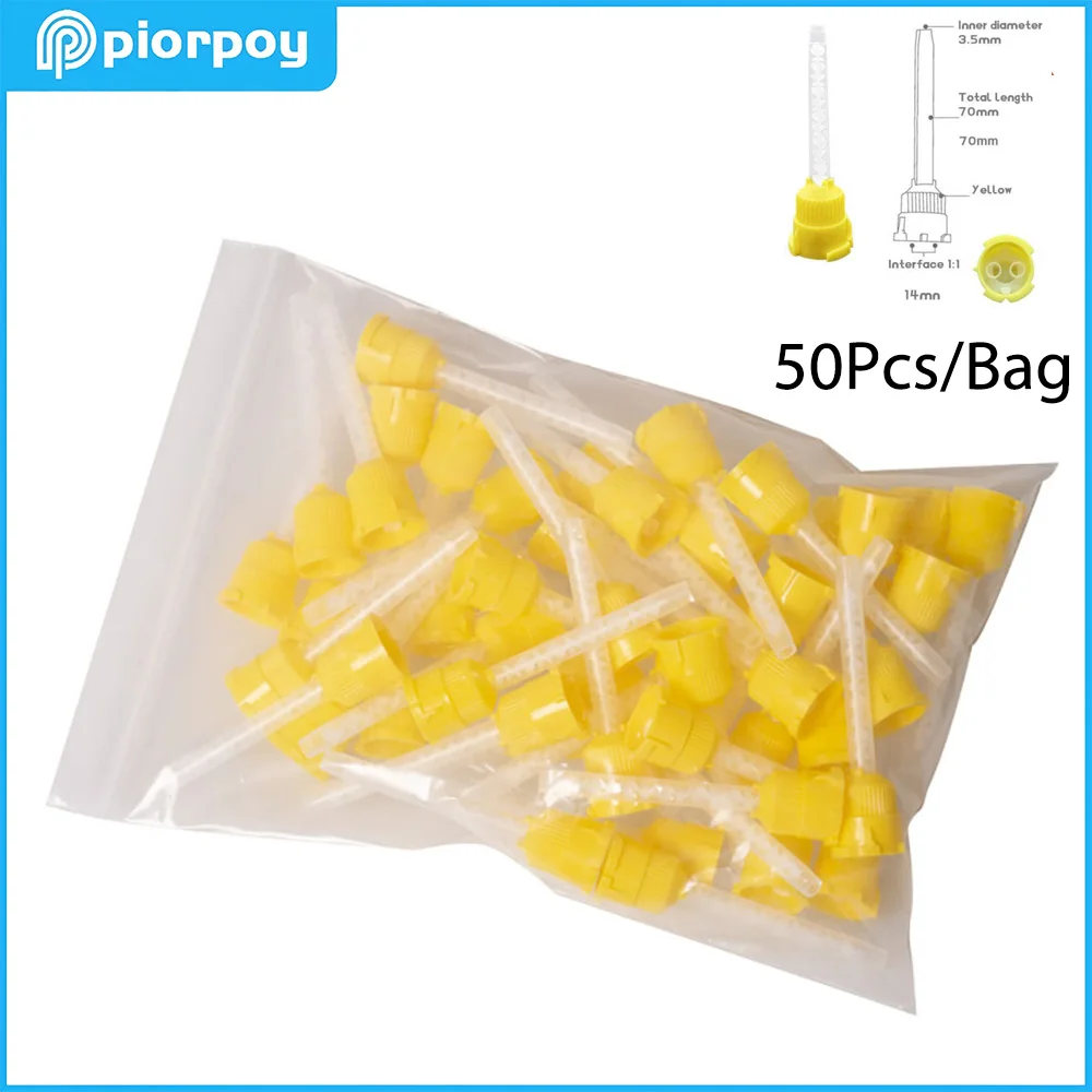 

PIORPOY 50 шт./пакет стоматологические одноразовые насадки для смешивания стоматология силиконовая резина конвейерные насадки для смешивания Hea оттискные насадки трубка для смешивания