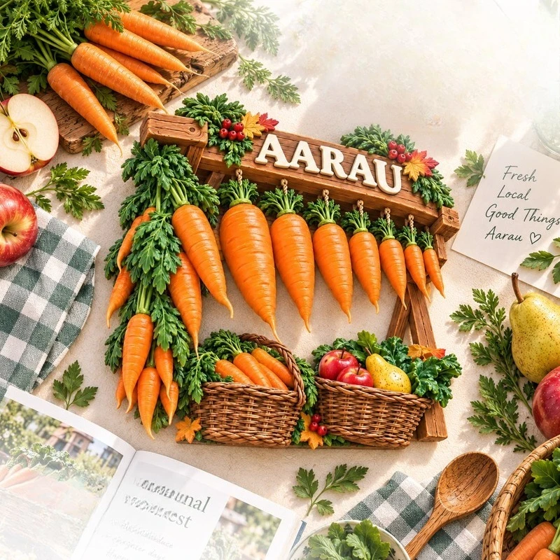 Aarau Carrot Veggie Fridge Magnet - Cute 3D Swiss Souvenir Unique Foodie Gift for Travel & Kitchen Decor