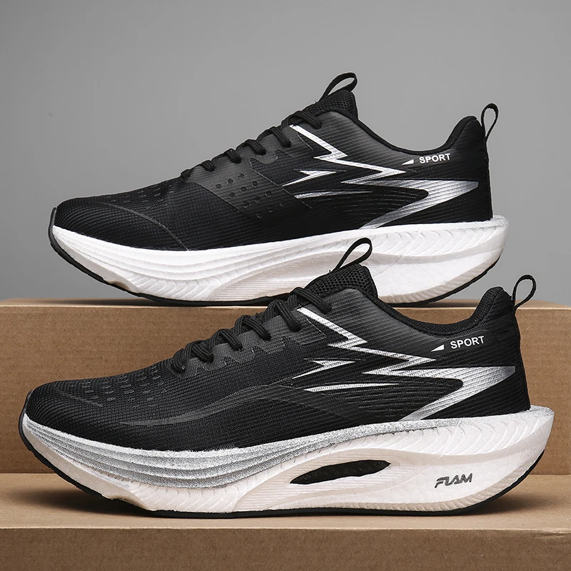 Summer Men Sports Running Shoes Carbon Board Air Cushion Breathable Lightweight Women's Comfortable Athletic Nonskid Sneakers