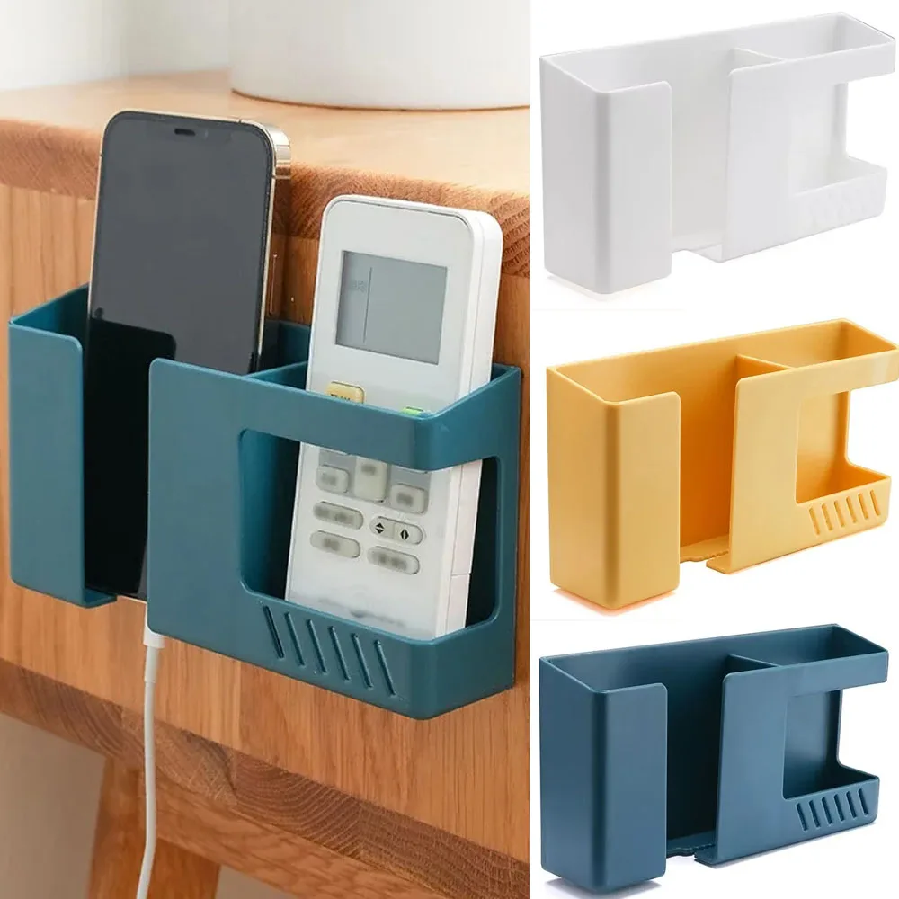 Non perforated wall mounted remote control storage box rack, suitable for storage in living rooms, bedrooms, and bathrooms