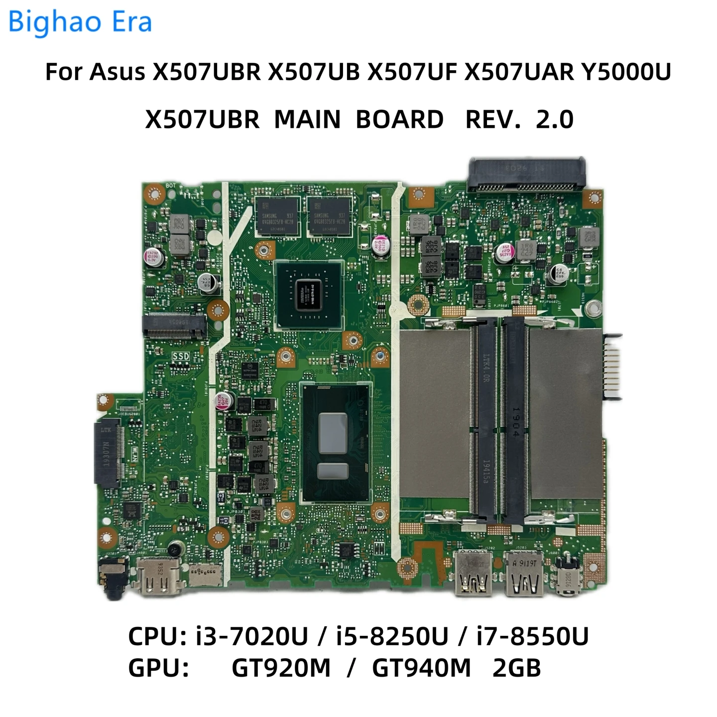 

X507UBR MAINBOARD For Asus Y5000U X507UB X507UAR X507UF Laptop Motherboard With i3 i5 i7-8550U CPU GT920/GT940M 2GB-GPU 100% New