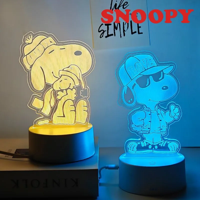 

Snoopy Night Light Cartoon Visual LED 3D Figures Model Decoration Desk Lamp Home Desktop Ornaments Creative Cute Bedside Lamp