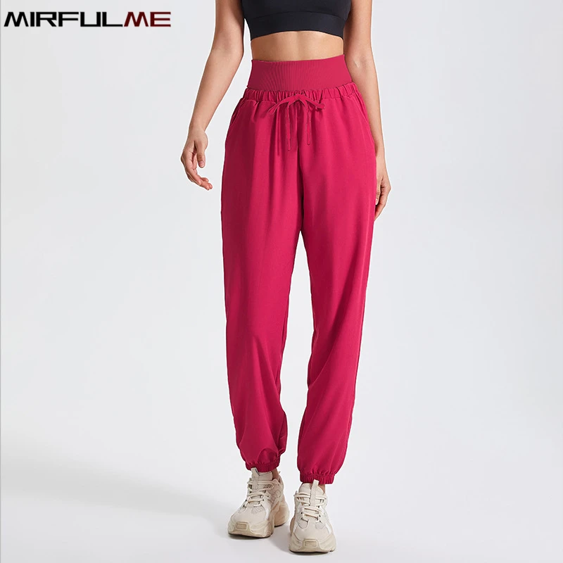 Women Jogger Pants High Waist Sport Running Trousers Loose Quick Dry Drawstring Gym Sweatpants Elastic Baggy Harem Pant For Yoga