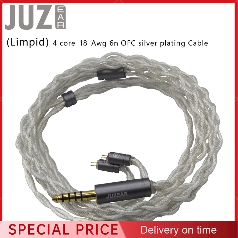 Juzear limpid iem kabel 4-adrig 18 awg 6n ofc kupfer versilbert 2, 5 3,5mm stecker 2-polige kopfhörer upgrade kabel butterfly 41t