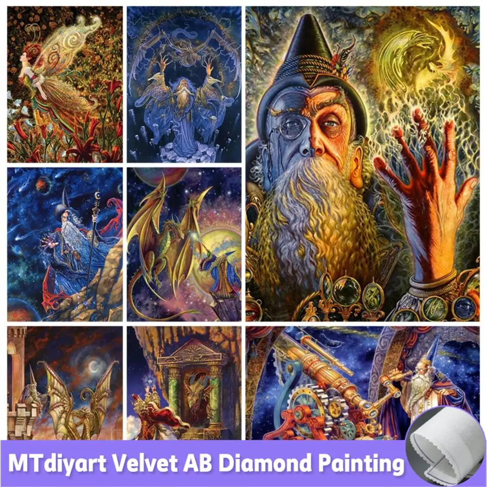 AB DIY 5D Diamond Painting Wizard Dragons New Arrivals Mosaic Fantasy Magic Seer Astronomers Cross Stitch Rhinestones Home Decor