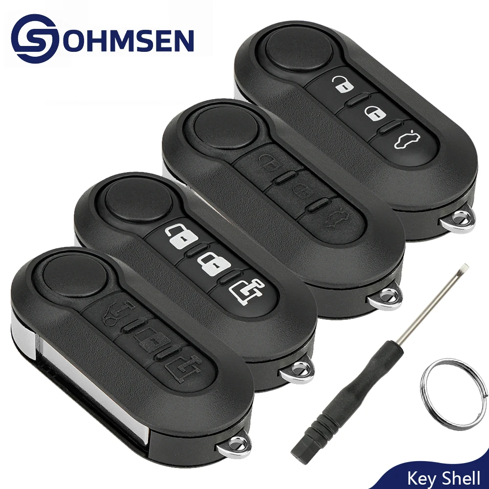 OHMSEN For Fiat Car Flip Key Fob Shell Case 3 Button 500 Punto Ducato Panda Bravo Citroen Jumper Peugeot Boxer Iveco Daily