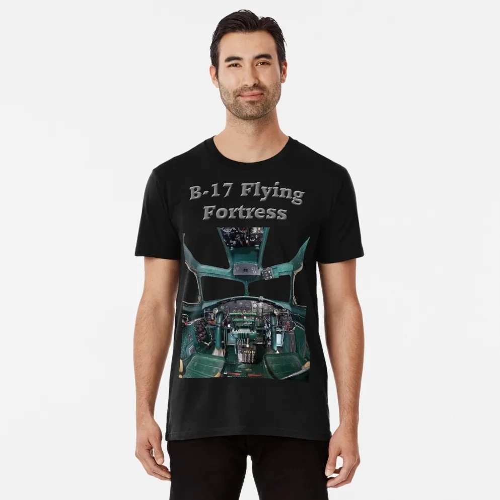 Segunda guerra mundial força aérea dos eua B-17 fortaleza voadora bombardeiro cockpit t camisa dos homens 100% algodão manga curta o-pescoço casual camiseta novo tamanho S-3XL
