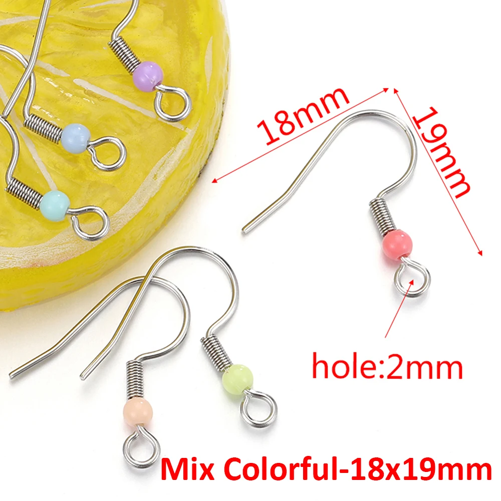 50pcs/100pcs Stainless Steel Earrings Hooks for DIY Jewelry Making Gold Color Colorful Beads Hook Earwire Components Wholesale