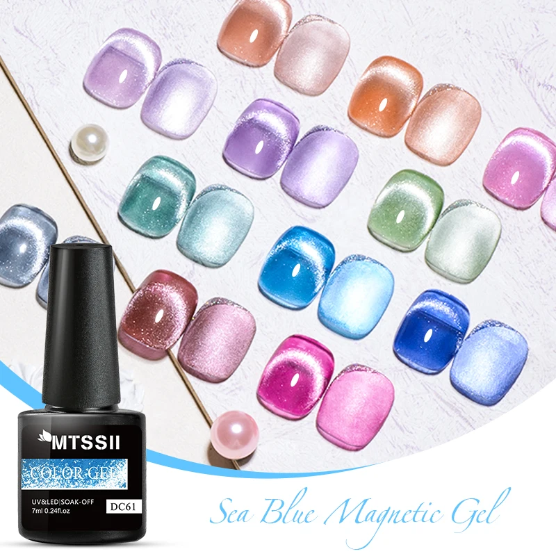 Mtssii 7ml Spar Cat Eye Magnetic Gel Glitter Auroras Shining Semi-Transparent Gel Polish Varnish Holographics Hybrid Nail Art