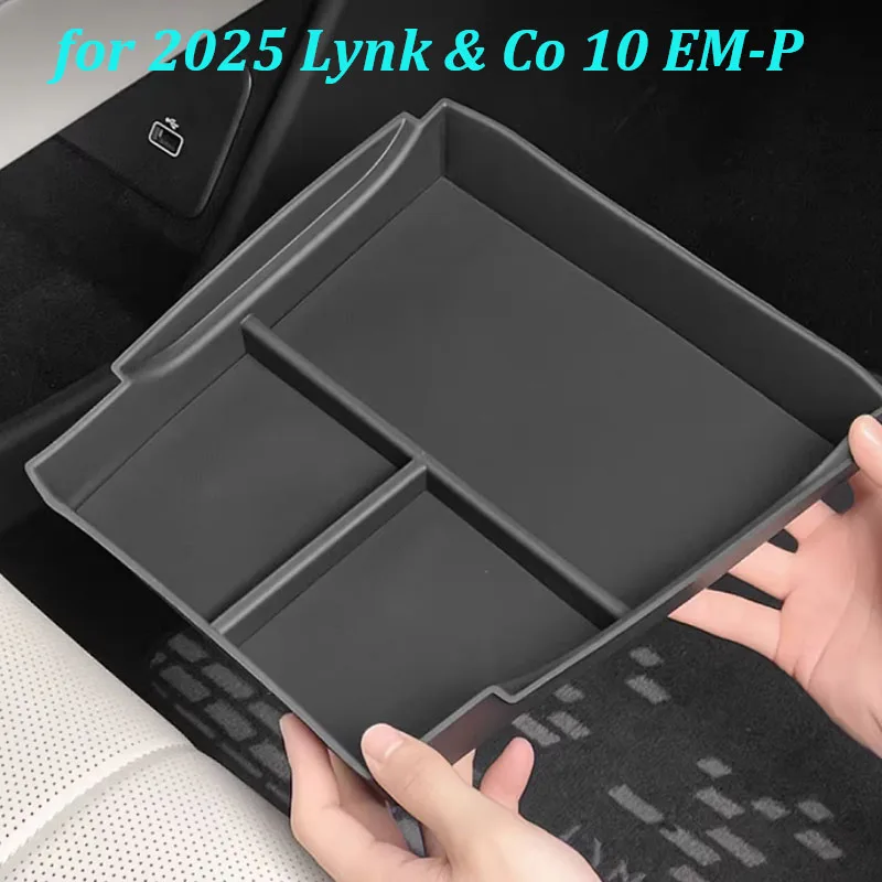 

Для Lynk & Co 10 EM-P 2025 года: Центральный органайзер-лоток из TPE под подлокотник для хранения вещей, аксессуары для интерьера автомобиля