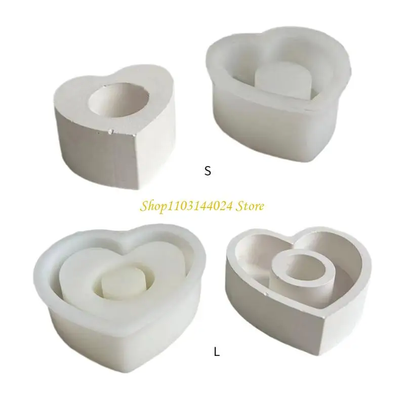 

N5KE 3D Love Heart Подсвечник Смола Силиконовая форма DIY Подсвечник Литейная форма