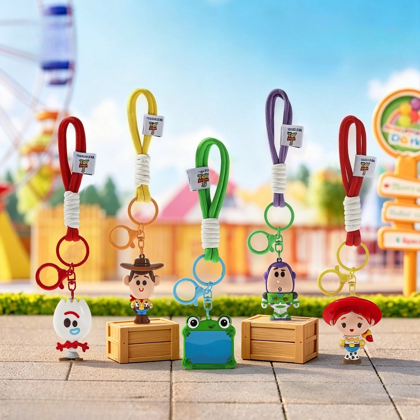 Collection Toy Story 5 : Porte-clés 3D Buzz Lightyear avec dragonne, adorable ornement de sac Lilypad, cadeaux pour enfants Woody, jouets