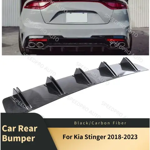 후면 디퓨저 5 핀 상어 범퍼 스플리터 스포일러 립 K-ia Stinger 2018-2023 자동차 바디 키트 액세서리 탄소 섬유