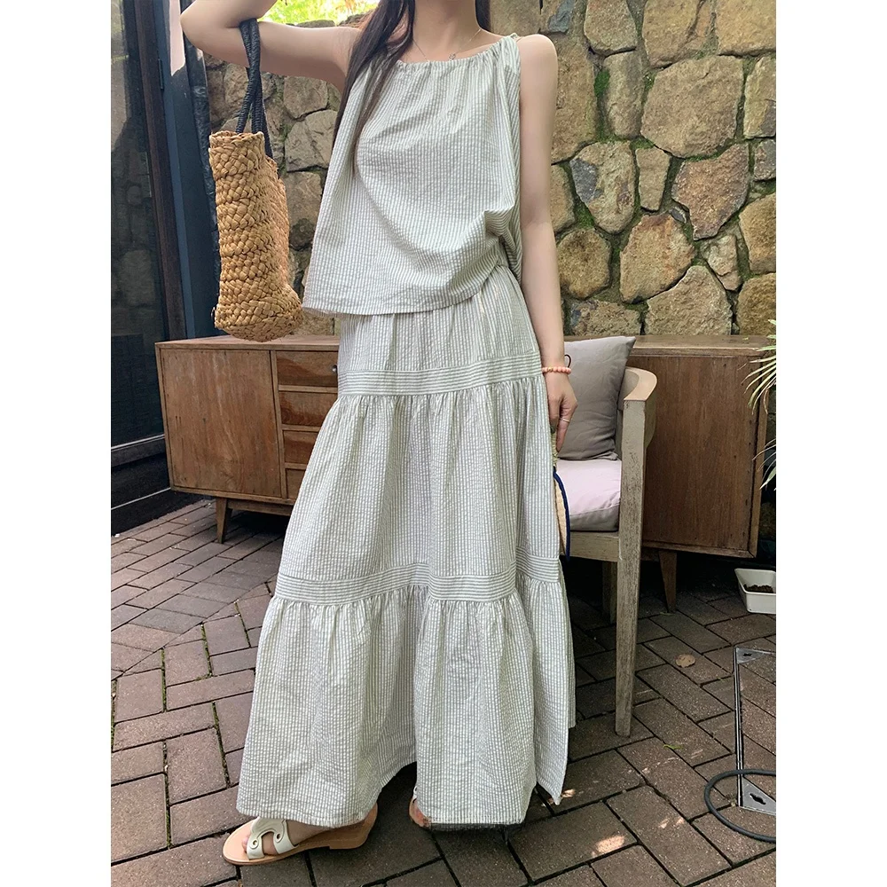 

Комплект из жилета и юбки Beer Nine Fine Stripe: модный летний наряд для женщин, дизайнерский комплект с жилетом и юбкой, облегающий крой