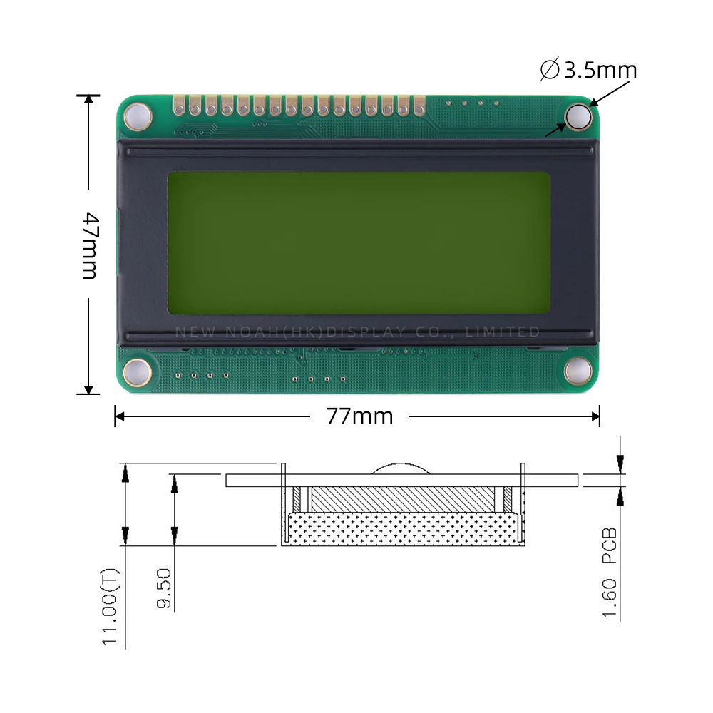 Cyrillic Yellow Green Film 2004D Character LCD Module 4*20 4X20 Support Customized Language ST7066U Liquid Crystal Display