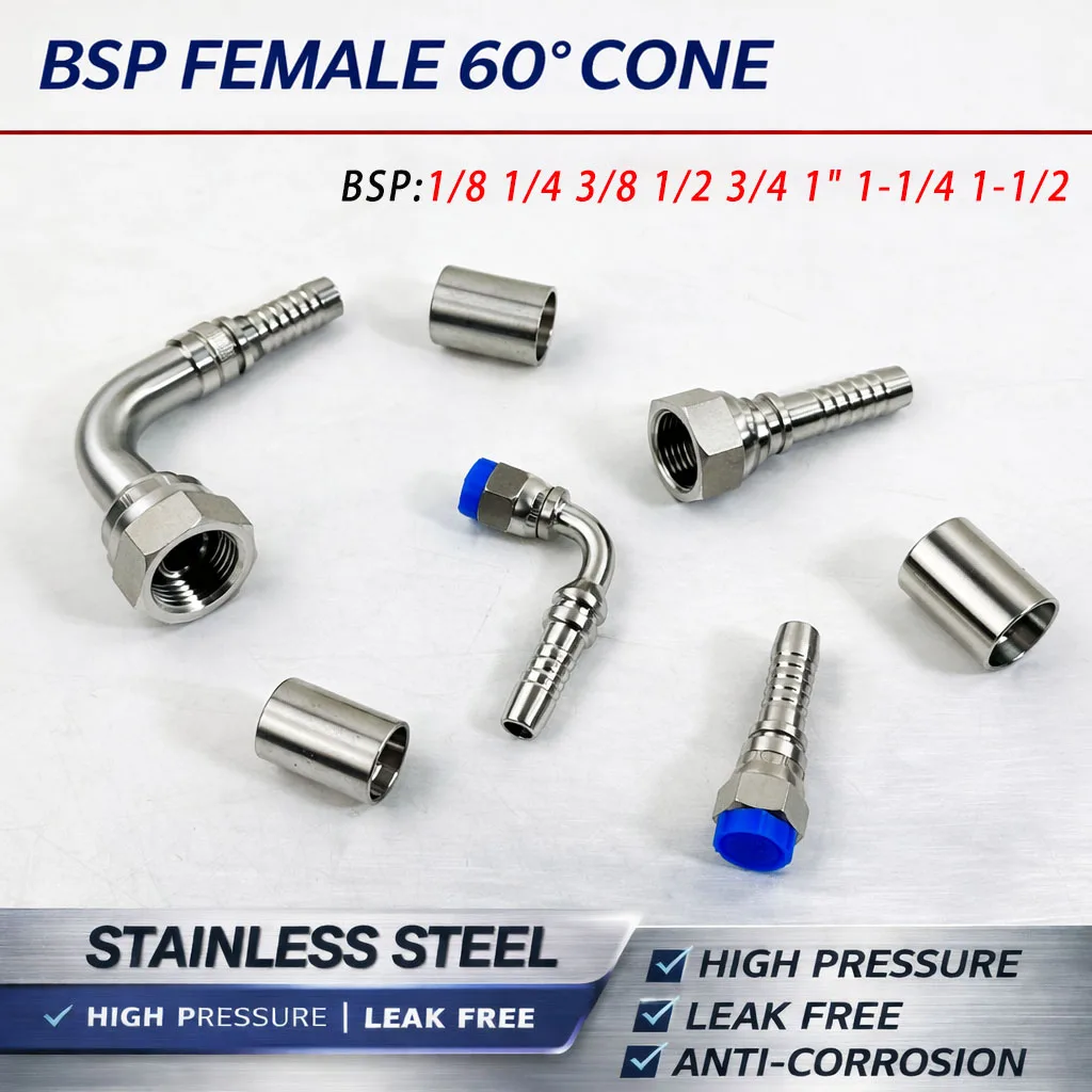 

BSP British thread hydraulic hose joint straight through 90° elbow split stainless steel high-pressure pipe joint 1/8-1-1/2