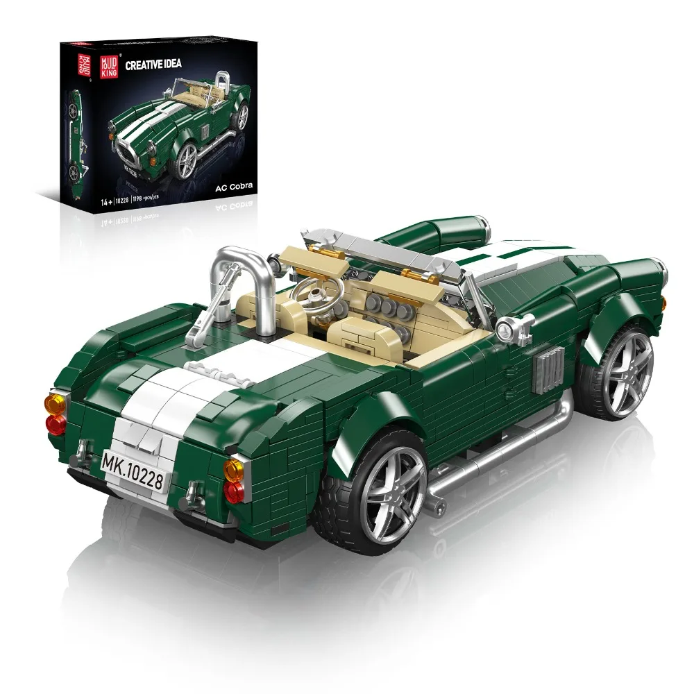 Mould King 10228 Classic Convertible Sports Car AC Cobra Building Blocks Model Vintage Vehicle Educational Toy for Kids Adults