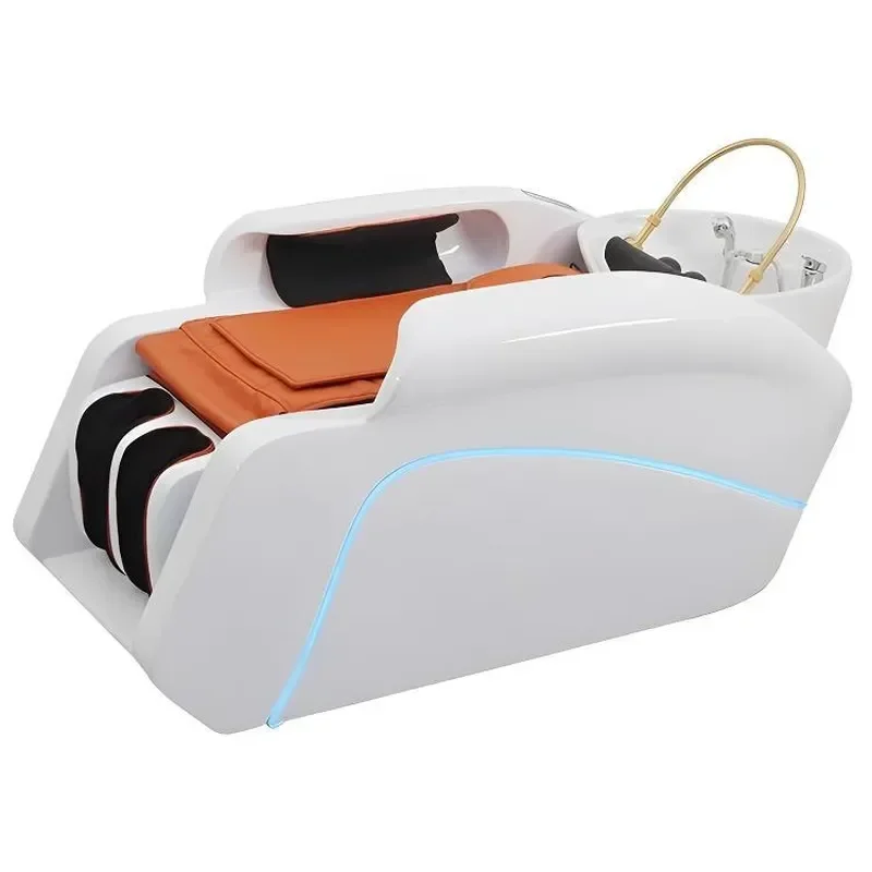Electric Shampoo Bed with Integrated Massage for Hair and Barber Shop Thai Style Flat Lying Head Therapy Wash Station
