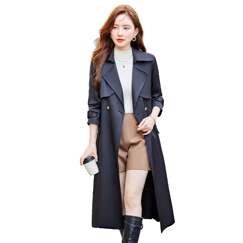 2024 New Belt Coat Windbreaker Women's Spring Autumn Trench Coat Korean Short Ladies Solid Coat Women Double Breasted Outwear